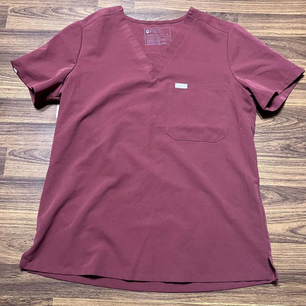 Figs Technical Collection Women's Scrub Top Dark Cherry Figs Medium Scrub